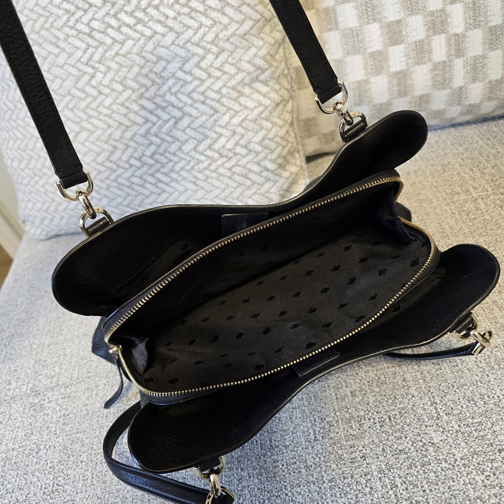 ♡ Kate Spade Black Leather Tote Bag EUC - Picture 9 of 11